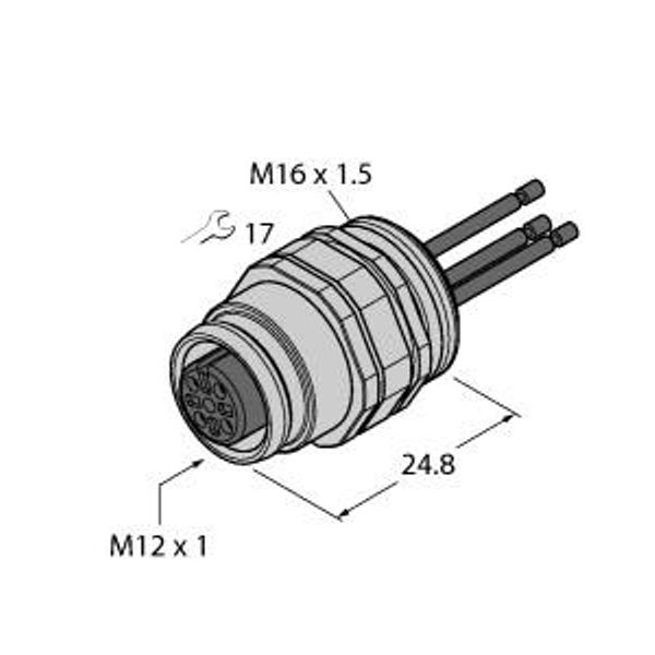 Female Flange with Stranded Wires, Front-mounted   EC-FKD4.5-0.5/16 image 1