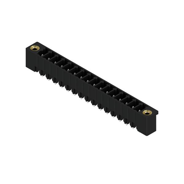 PCB plug-in connector, male header, Flange, THT solder connection, 3.81 mm, Number of poles: 16, 180°, Solder pin length (l): 3.2 mm, tinned, black, Box image 4