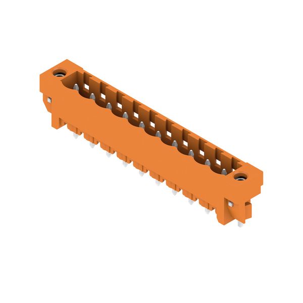 PCB plug-in connector, male header, Solder flange, THT solder connection, 5.08 mm, Number of poles: 10, 180°, Solder pin length (l): 3.2 mm, tinned, orange, Box image 4