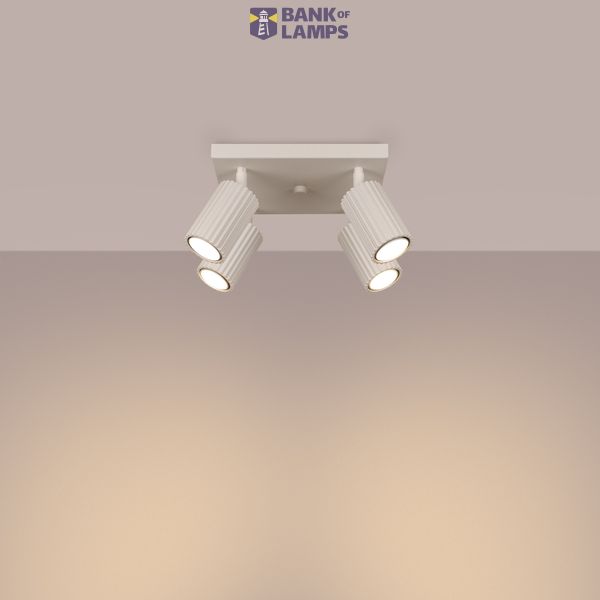 CEILING LAMP FOUR SPOTLIGHTS ON A SQUARE BEIGE ROSETTLE CARBON SERIES image 9