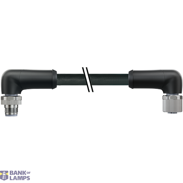 M12 Power male 90° / female 90° L-cod. PUR 5x2.5 gy 3m image 1