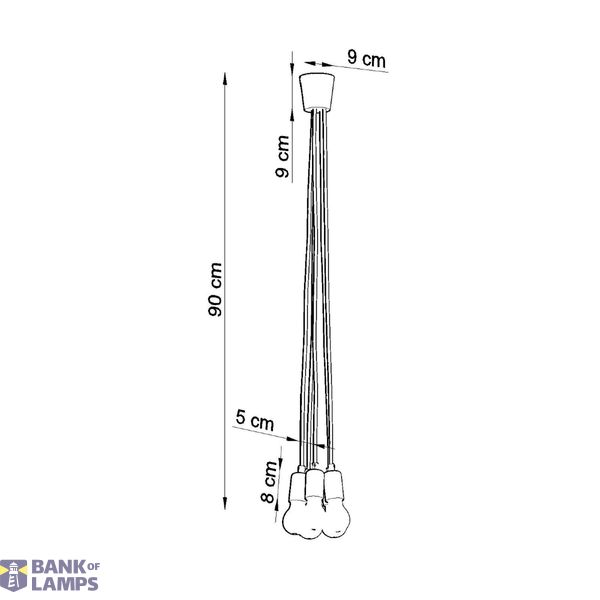 HANGING LAMP DIEGO 5 YELLOW E27 5X60W IP20 image 4