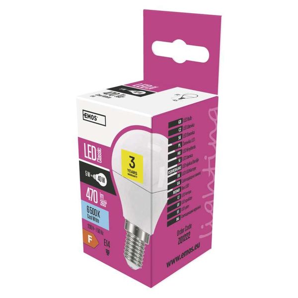 LED bulb Classic Mini Globe / E14 / 5 W (40 W) / 470 lm / cold white image 1