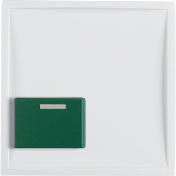 Central part with green switch button, Berker S.1/B.x, white, matt image 1