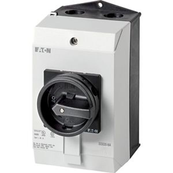 P1-25/I2/SVB-SW/HI11-NA Main switch, P1, 25 A, surface mounting, 3 pole, 1 N/O, 1 N/C, STOP function, With black rotary handle and locking ring, UL/CSA image 2