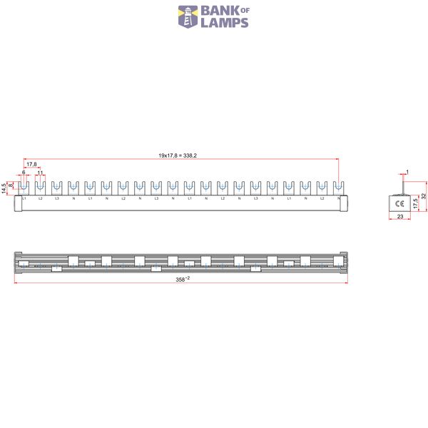 Busbar, 1xRCCB 4-pole, 8xMCB 1+N, 20 MW, 10 mmý image 9