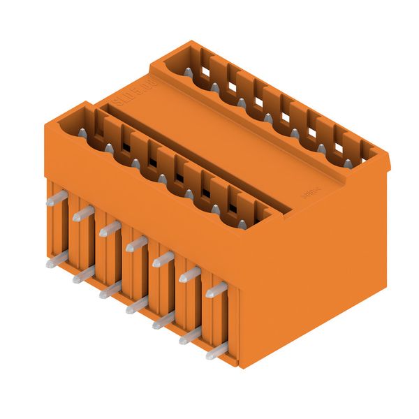 PCB plug-in connector, male header, closed side, THT solder connection, 5.08 mm, Number of poles: 14, 90°, Solder pin length (l): 3.2 mm, tinned, orange, Box image 1