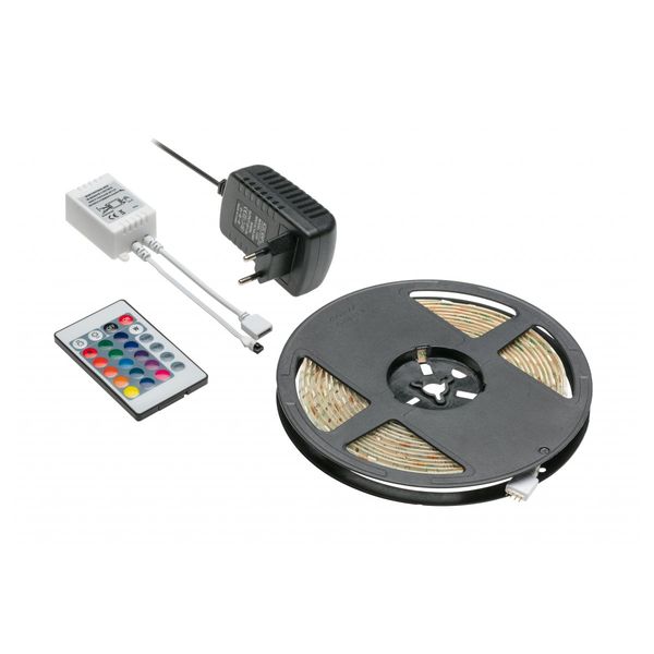 Kit with RGB strip 5 m 150LED and controller IR24 and power supply 25 W, IP20 image 1