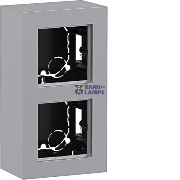 Housing incl. cover frame, double, tall, surface-mount, A.8, titanium image 1