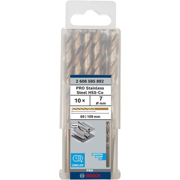 Metal drill bits HSS-Co, DIN 338 7 x 69 x 109 mm 10 pcs. image 1