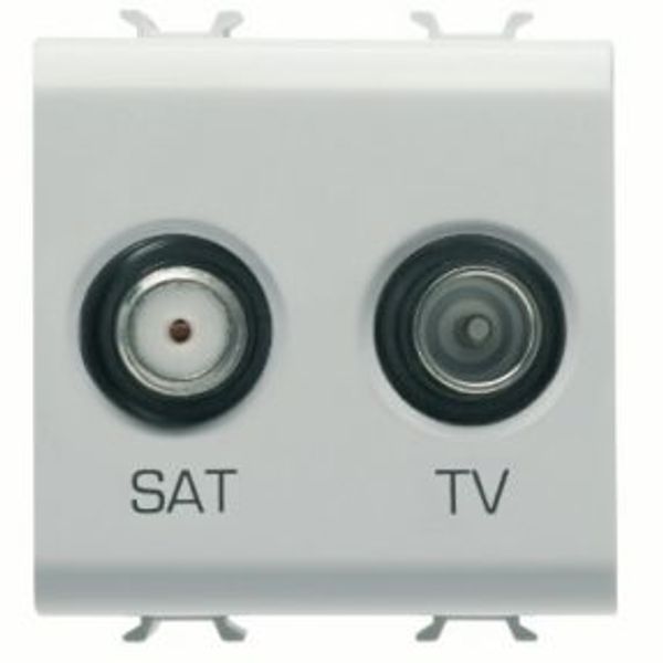 SOCKET-OUTLET TV-SAT - DIRECT - 2 MODULES - SATIN WHITE - CHORUSMART image 1