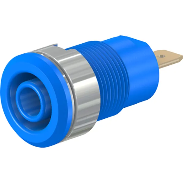 4 mm socket, flat plug connection, mounting Ø 12.2 mm, CAT III, blue, 23.3000-23 image 1