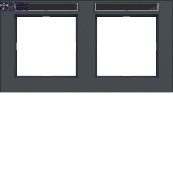 Cover frame double horizontal, text field, A.1, anthracite image 1