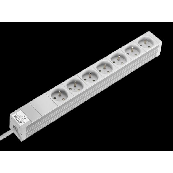 DK Socket strip, CEE 7/5 (type E), 7-way, 250 V, 16 A, LHD: 482,6x44x44 mm image 2