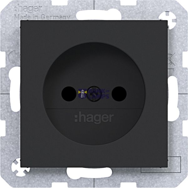 Wall socket without earth connection, Safety Plus, A.x/C.x, matte black image 1