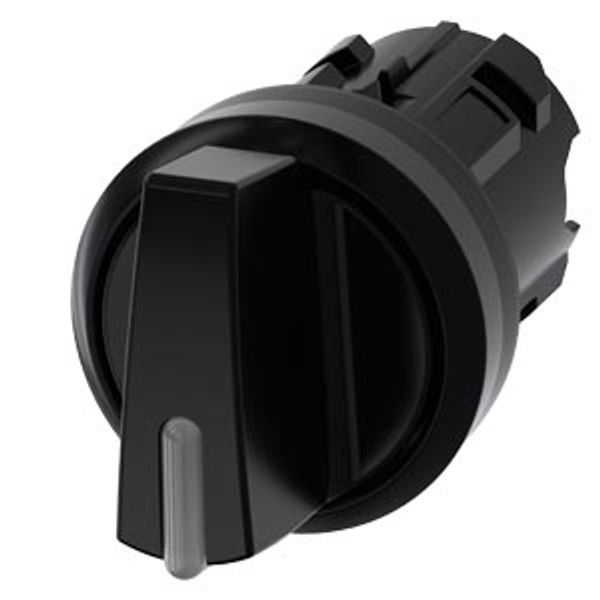 Toggle switch illuminable, 22 mm, round, plastic, black, knob short image 1