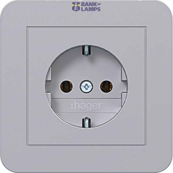 SCHUKO wall socket with cover plate, plug-in type, C.1, titanium image 1