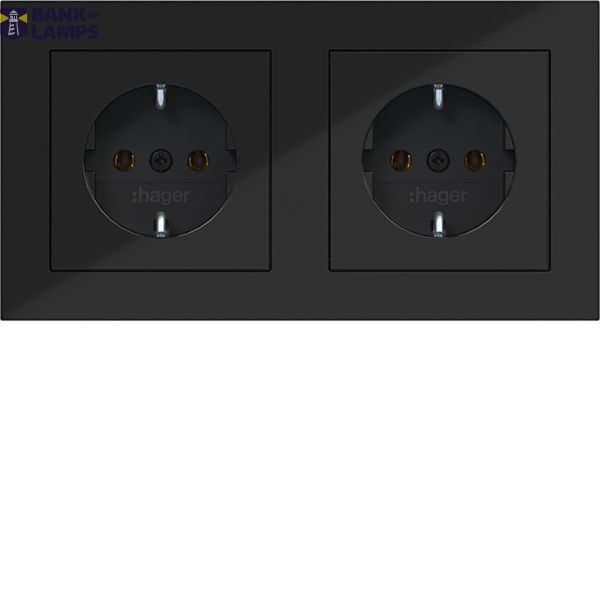 WCD RA 2V (duo box), cover frame, operated, single-piece, A.1 night black glass image 1