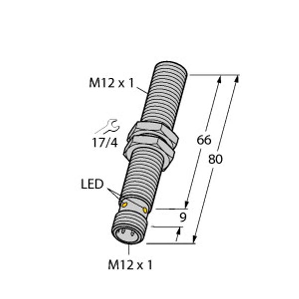 Inductive Sensor With Extended Switching Distance   BI4U-M12-VP44X-H1141 L80 image 1