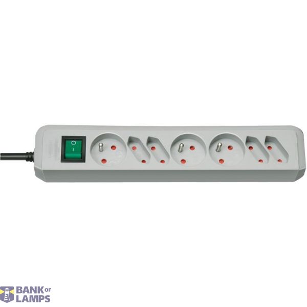 Eco-Line extension lead with switch 3 x *FR*, 4 x Euro grey 1,5 m H05VV-F 3G1,5 *FR* image 1