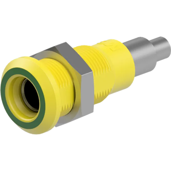 4 mm socket, solder connection, mounting Ø 8.1 mm, yellow/green, 64.3042-20 image 1