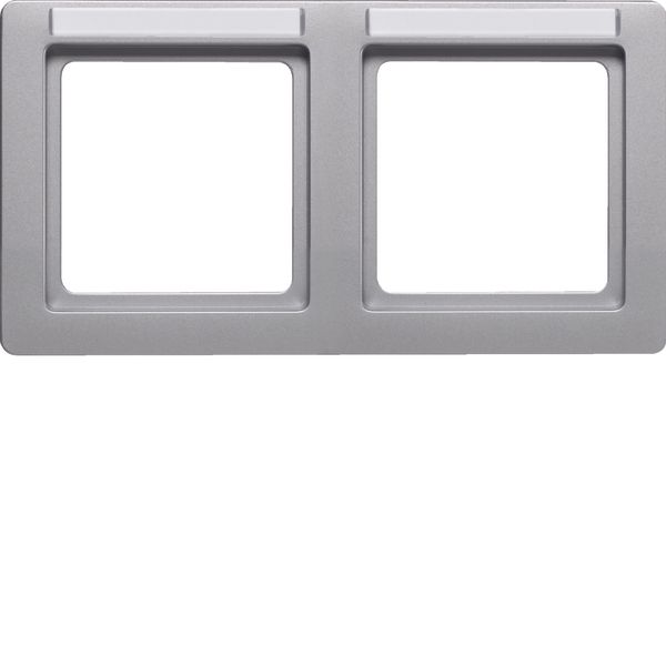 Frame 2gang with labelling field horizontal Q.1 alu velvety, lacquered image 1