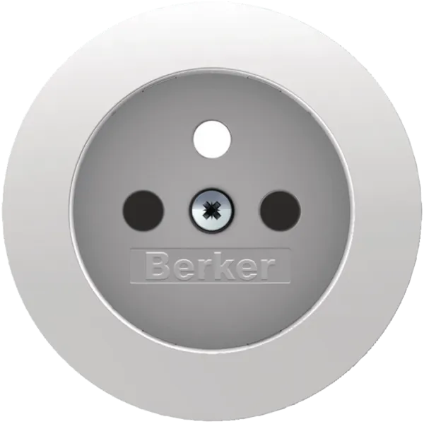 Center piece for socket with ground pin with touch protection, Berker R.1/R.3, white, gloss image 1