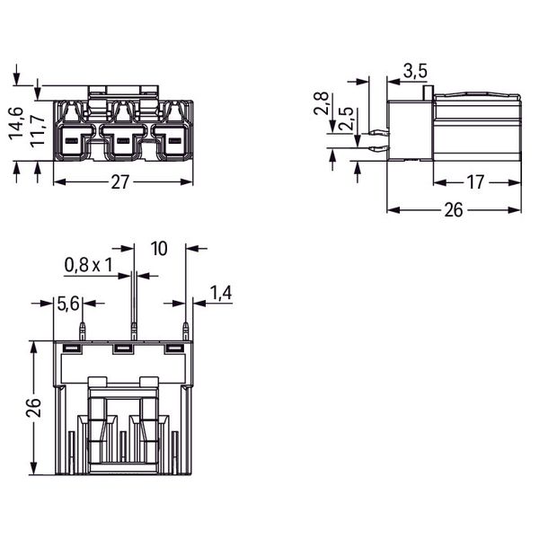 Plug for PCBs straight 3-pole white image 4