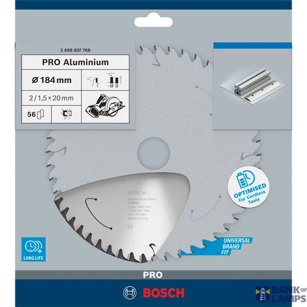 Standard for Aluminium Circular Saw Blade for Cordless Saws 184x2/1.5x20 T56 image 1
