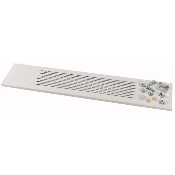 XME0404CV Front cover, +mounting kit, vertical, empty, HxW=100x425mm, grey image 1