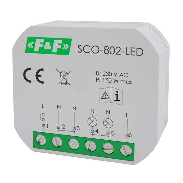 Lighting dimmer with memory, flush-mounted, 230V AC power supply, 300W LED; SCO-802-LED image 1