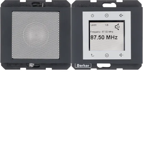 Radio Touch, 230 V AC, 50/60 Hz, Stereo FM radio s RDS, Berker K.1, antracit mat, lak. image 1
