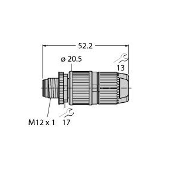 Field-Wireable Connector Male Connector M12 × 1, Straight   HAS8141-16 image 2