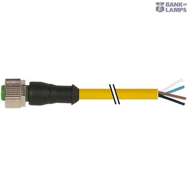 M12 female 0° A-cod. with cable PUR 4x0.34 ye 8.5m image 1