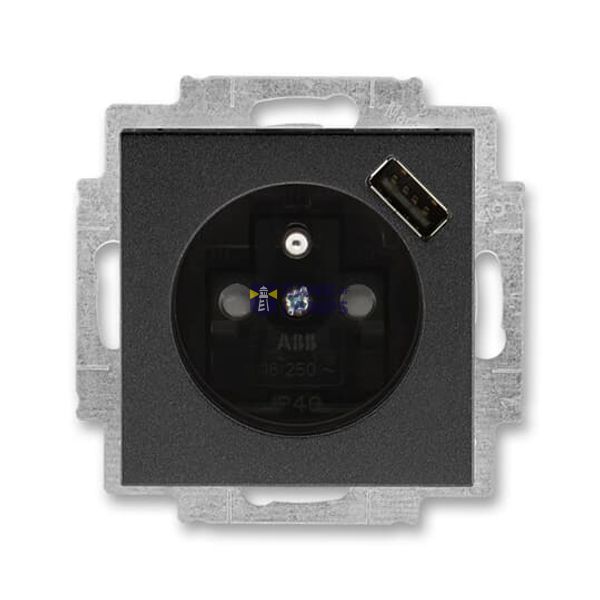 5569H-A02357 63 Socket outlet with earthing pin, shuttered, with USB charging image 1