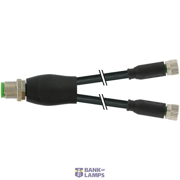 Y-Distributor M12 male / M8 female 0° A-cod. PVC 3x0.34 bk UL/CSA 3m image 1