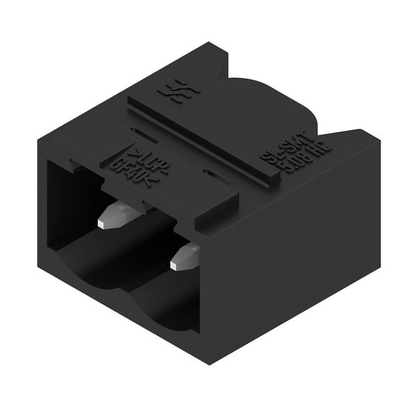 PCB plug-in connector, male header, closed side, THT/THR solder connection, 5.08 mm, Number of poles: 2, 90°, Solder pin length (l): 1.5 mm, tinned, black, Box image 1