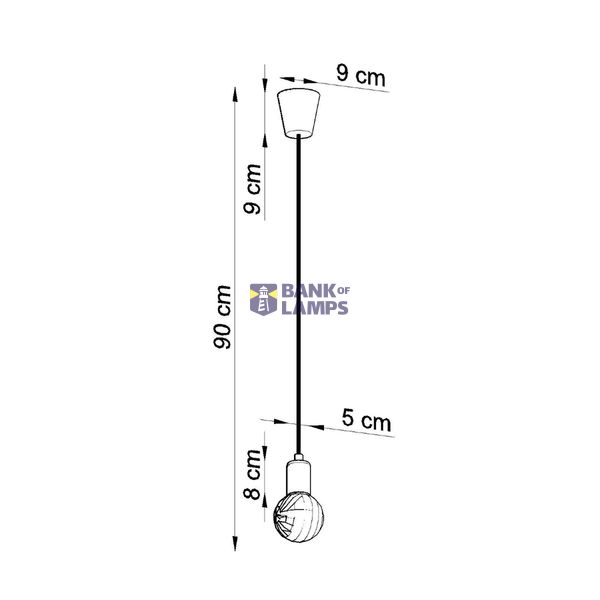 HANGING LAMP DIEGO 1 GRAY E27 1X60W IP20 image 3