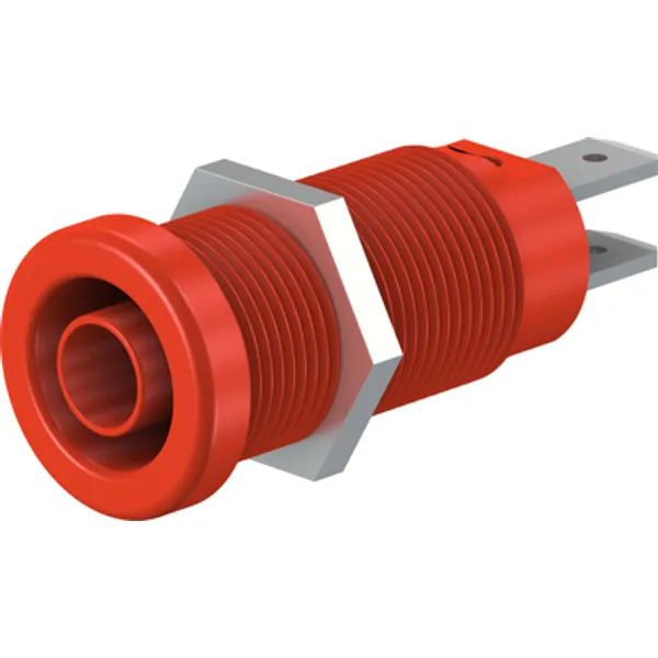 4 mm socket, flat plug connection, mounting Ø 12.2 mm, CAT IV, red, 66.9131-22 image 1