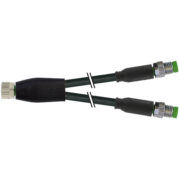 Y-Distributor M8 female / M8 male 0° A-cod. PUR 3x0.25 bk 0.6m image 1