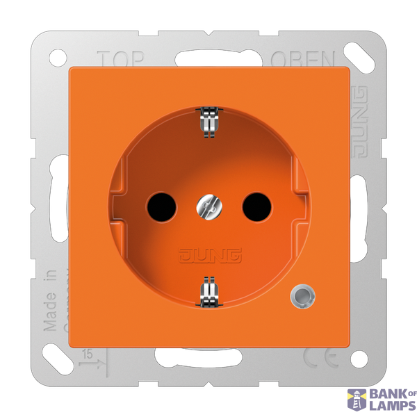 SCHUKO socket, 16 A 250 V ~, with function indicator, integrated increased contact protection, SAFETY+, thermoplastic, Series A, orange (for ZSV) image 1