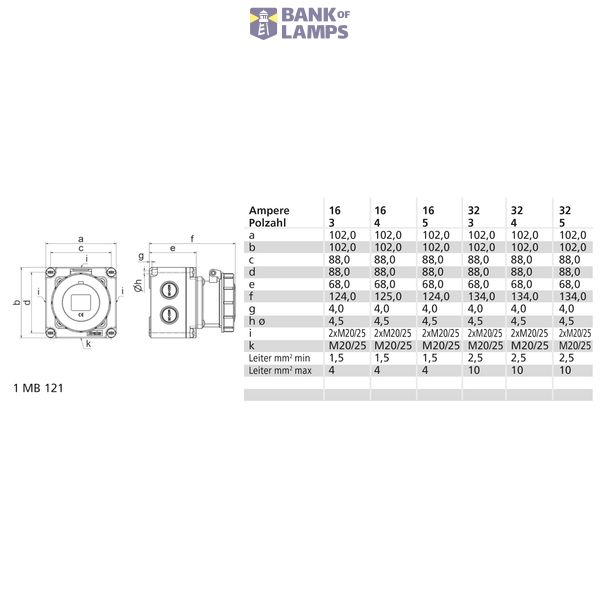 WCD 6h 16A 3P 230V IP67 102x102 QC TE Ni image 3