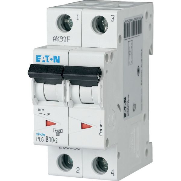 PL6-D10/2 Miniature circuit breaker (MCB), 10 A, 2p, characteristic: D image 2