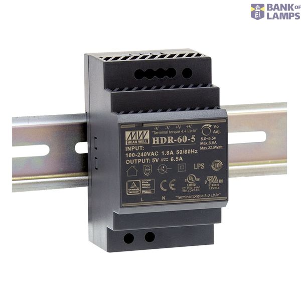 HDR-60-48 DIN rail power supply, 60W, 48V, 1.25A, MEAN WELL image 1