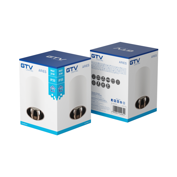 Ceiling luminaire housing ARIES, PC, 73x105mm, IP20, max. 20 W, round, white/black chrome image 3