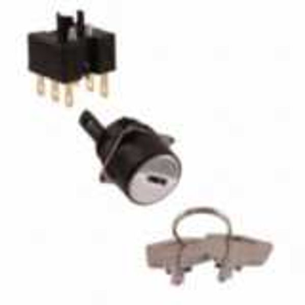 Selector switch, round, key-type, 3 notches, maintained, IP65, key rel A16K2024E image 1
