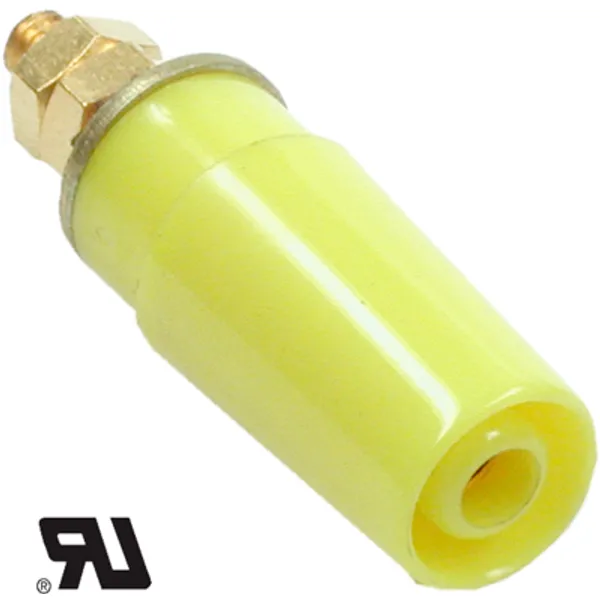 4 mm socket, screw connection, mounting Ø 8 mm, CAT II, yellow, 49.7042-24 image 1