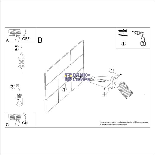 ADJUSTABLE BLACK WALL LAMP WITH SWITCH ON CARBON ROSETTLE FOR BEDROOM image 5