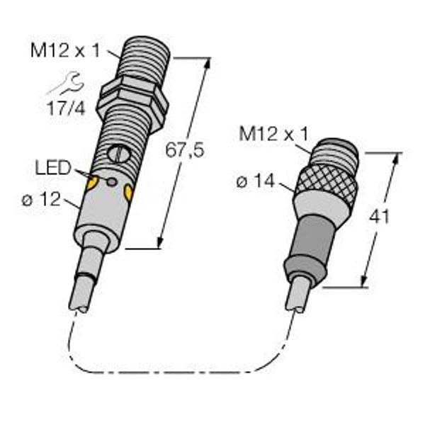 Photoelectric Sensor Diffuse Mode Sensor with Fixed-Field Background Suppression   M12PFF50Q5 image 1