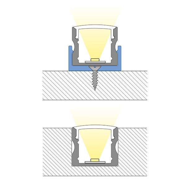 Attached PS aluminum profile, 17x15 mm, White diffuser, complete, 1 m image 1